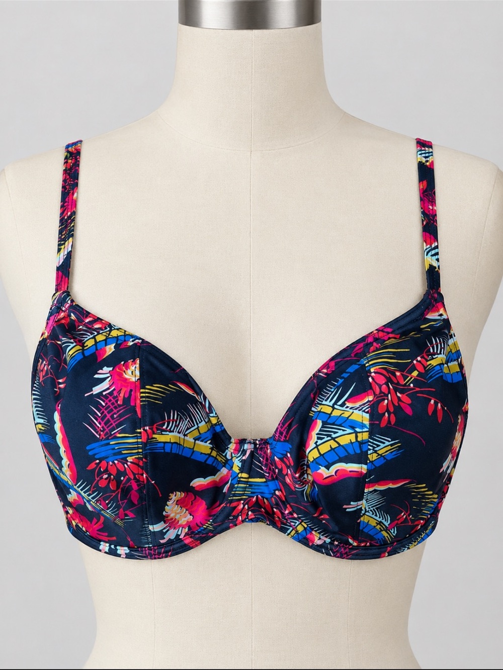 Multicolor Tropical Print Underwire Beach Bra